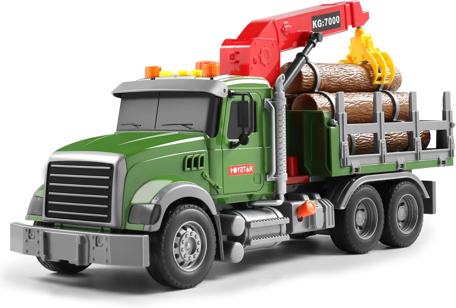 Dwi Dowellin Kids Toys for 3 4 5 6 7 Years Old Boys,15 Large Timber Truck with Loading Crane and 6 Trunks,Birthday Gifts for Boy Toddler Child